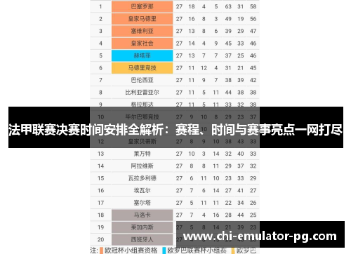 法甲联赛决赛时间安排全解析:赛程、时间与赛事亮点一网打尽 法甲联赛决赛时间安排全解析:赛程、时间与赛事亮点一网打尽